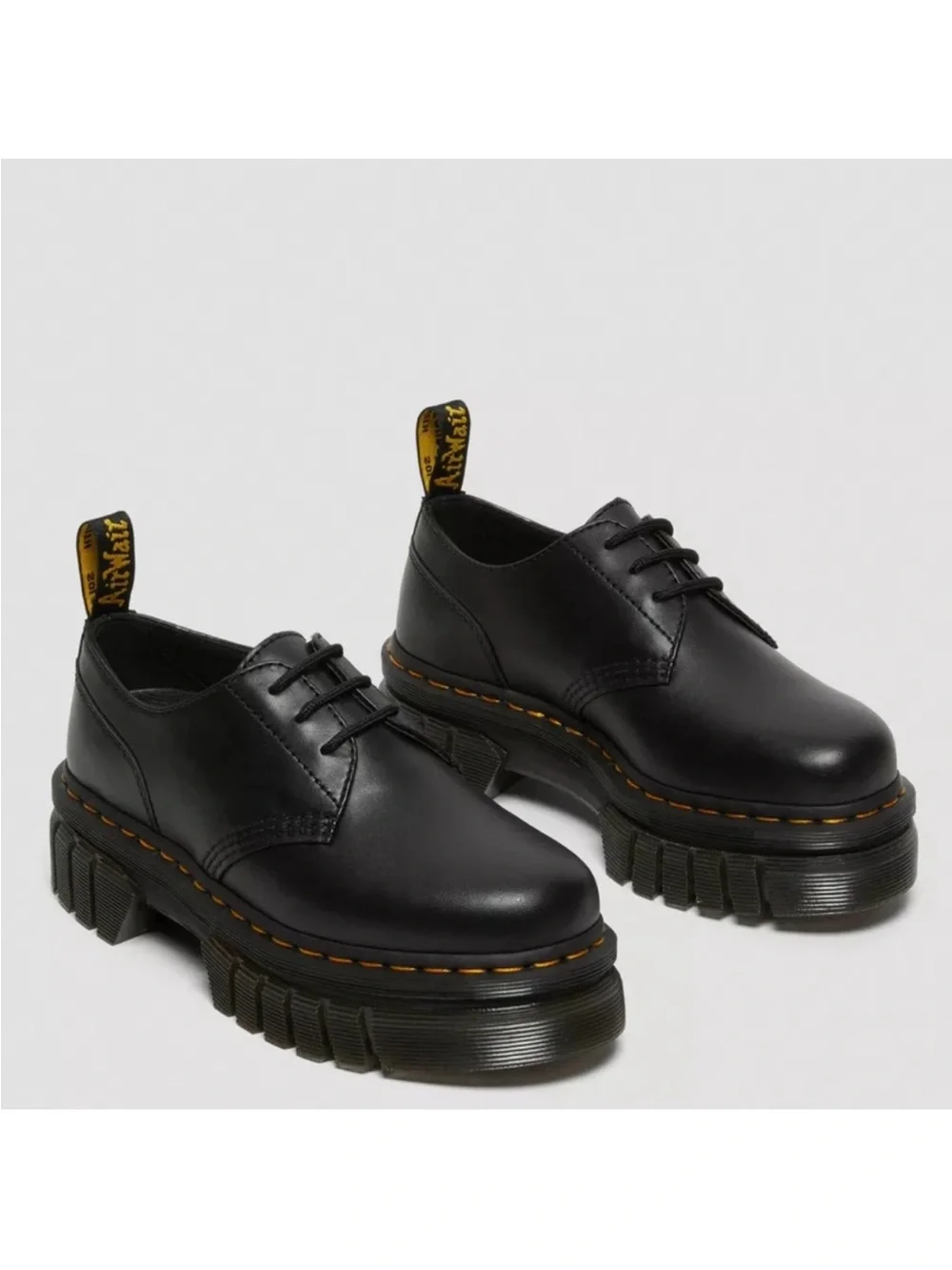 Dr. Martens Audrick Black Leather Chunky Platform Lace-Up Shoes